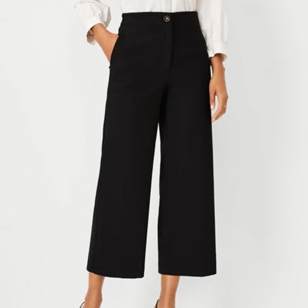 NEW Ann Taylor Wide Leg Crop Pant | Black | Petite 0